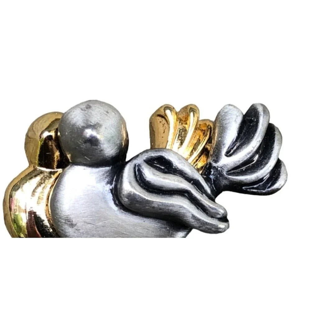 Minimalist Bird Brooch Gold Tone and Silver Tone Designer Signed BB? - Picture 3 of 5